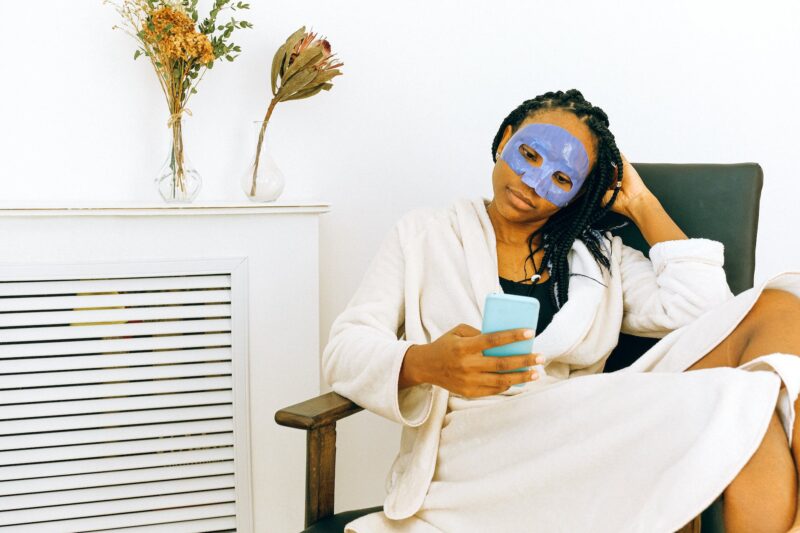 black girl in beauty mask